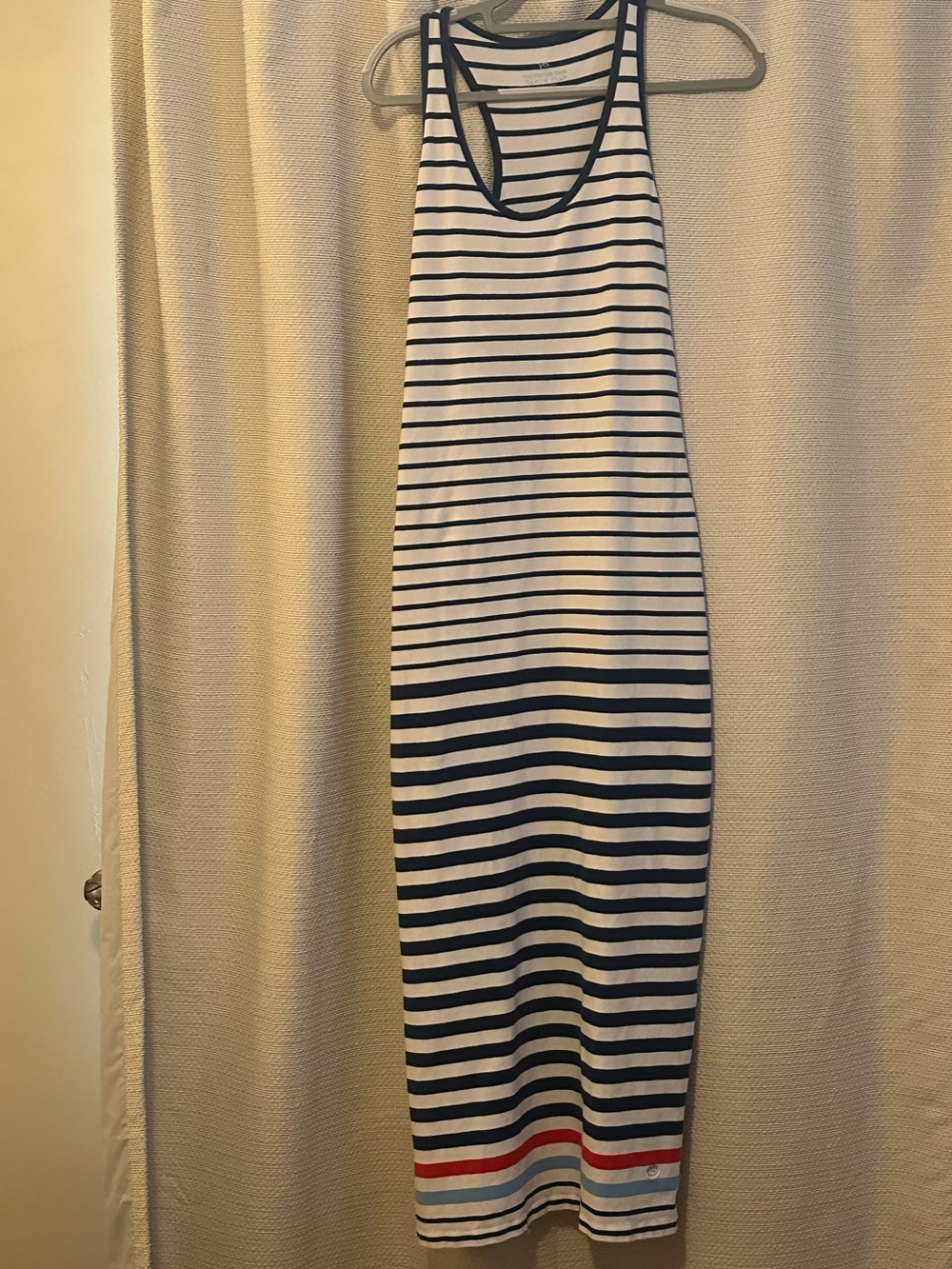 Southern Tide Navy, White & Red Striped Racerback Maxi Dress